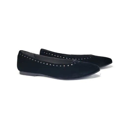 Geppettos black velvet stud ballet flat 102063c - girls