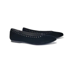 Geppettos black velvet stud ballet flat 102063c - girls