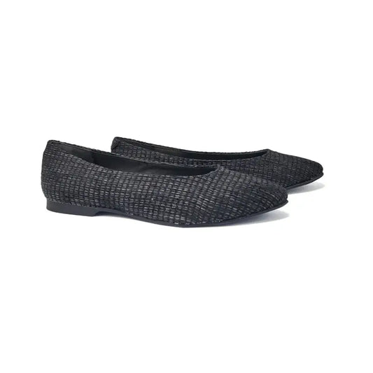 Geppettos black weave pointed ballet flat 102061c - girls