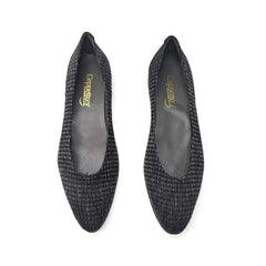 Geppettos black weave pointed ballet flat 102061c - girls
