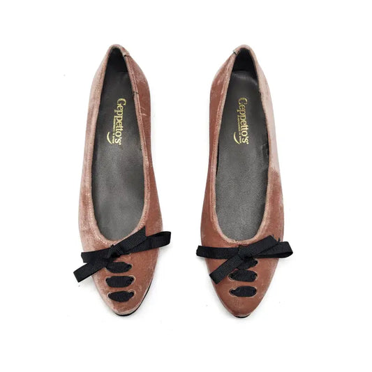 Geppettos blush velvet ballet flat 102161 - girls