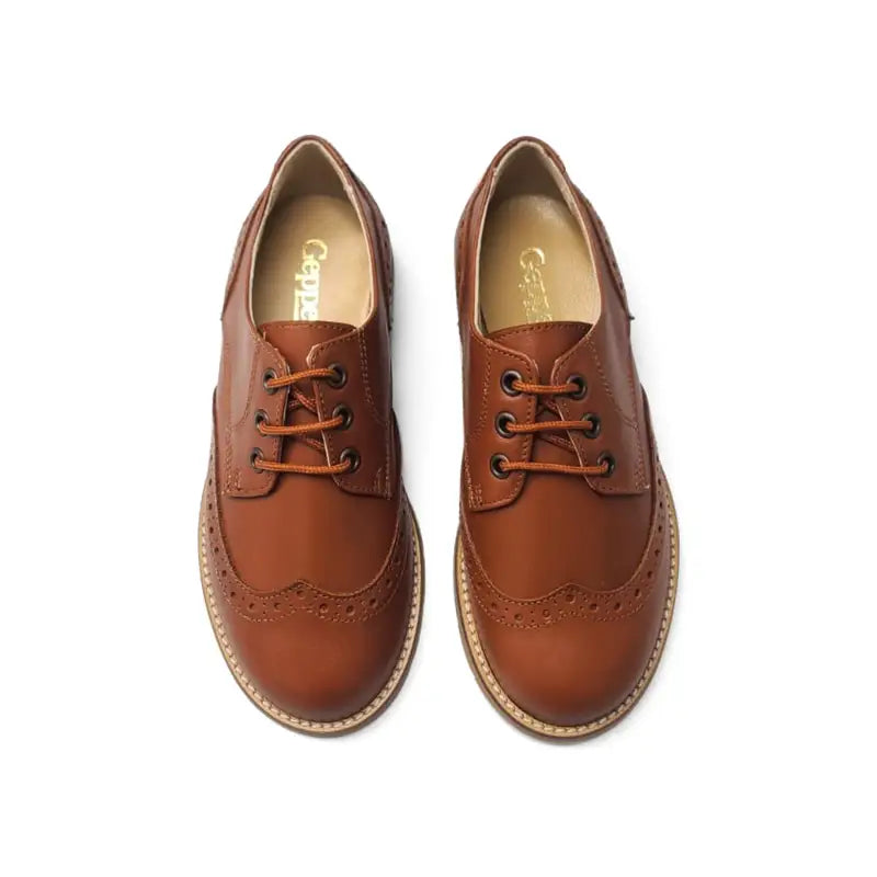 Geppettos cognac lace oxford dress shoe 137287 - boys