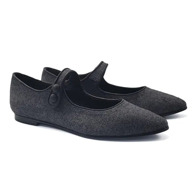 Geppettos grey flannel pointy mary jane gp0567 - girls