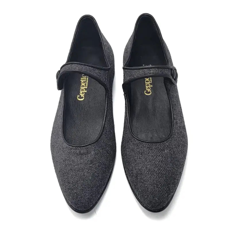 Geppettos grey flannel pointy mary jane gp0567 - girls