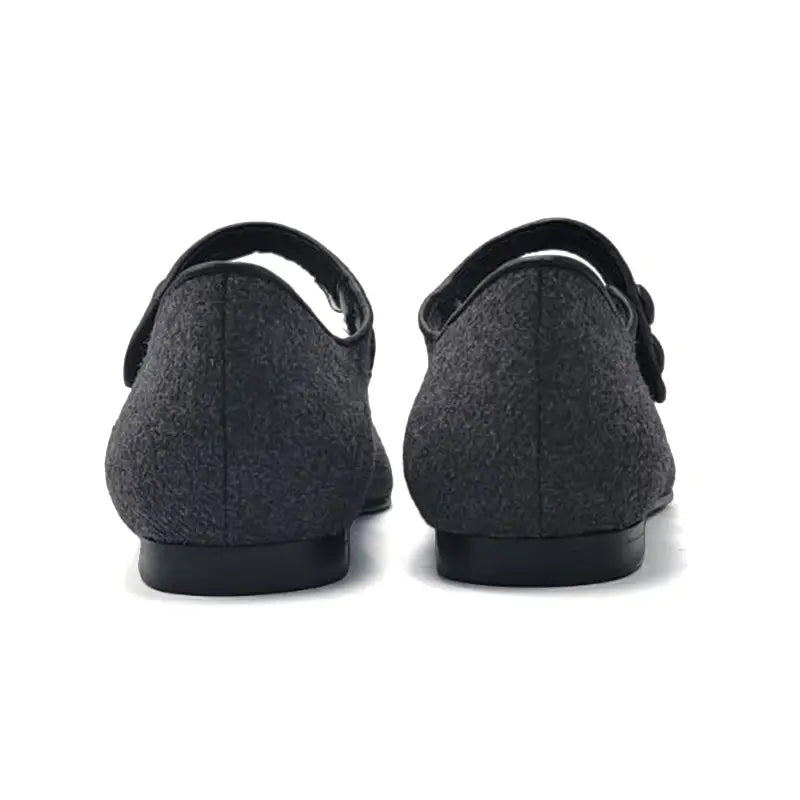 Geppettos grey flannel pointy mary jane gp0567 - girls