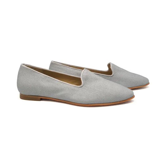 Geppettos silver ribbed pointed slip on 137054f - girls