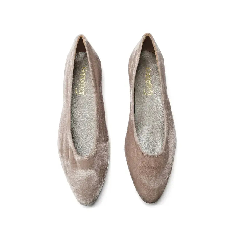 Geppettos taupe velvet pointed ballet - girls
