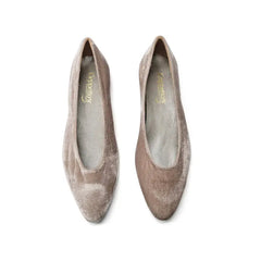 Geppettos taupe velvet pointed ballet - girls