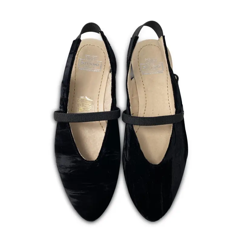 Hoo black crushed velvet singback 3241 - girls