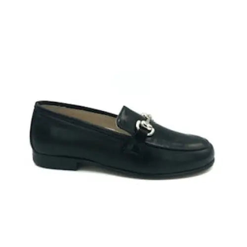 Hoo black leather chain loafer 3076 - girls