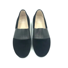 Hoo black velvet elastic slip on dress shoe 3056 - girls