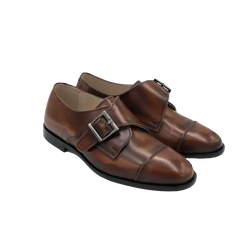 Hoo brown hi shine monk strap dress shoe *imperfect - boys