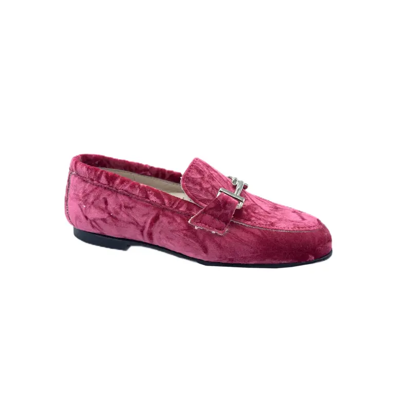 Hoo pink crushed velvet chain loafer 3181 - girls
