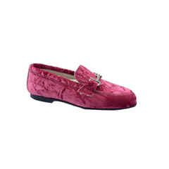 Hoo pink crushed velvet chain loafer 3181 - girls