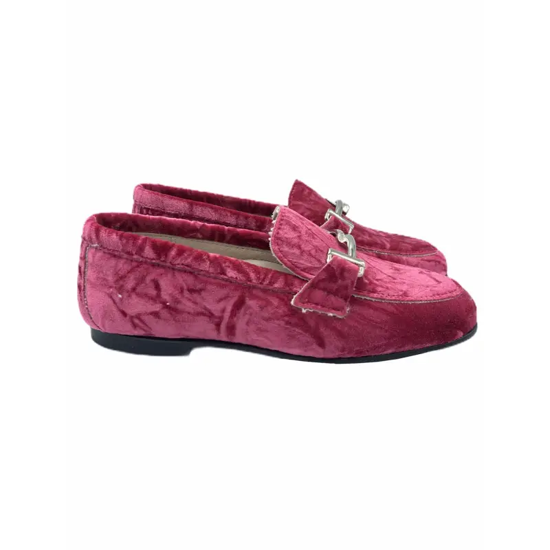 Hoo pink crushed velvet chain loafer 3181 - girls
