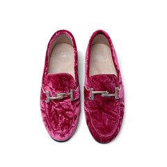 Hoo pink crushed velvet chain loafer 3181 - girls