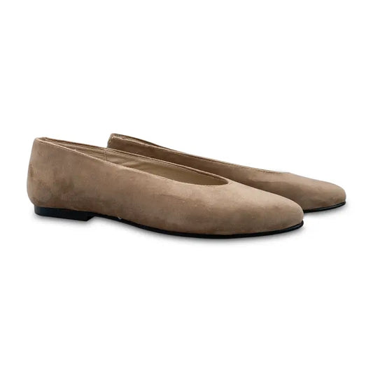 Hoo pointed taupe velvet slip on 2434 - girls