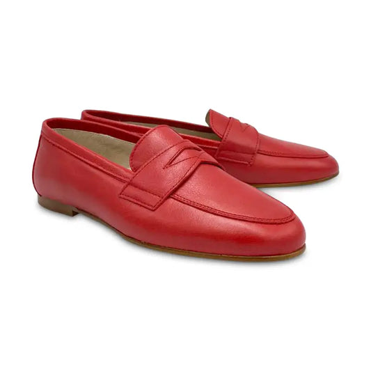 Hoo red leather penny loafer - girls