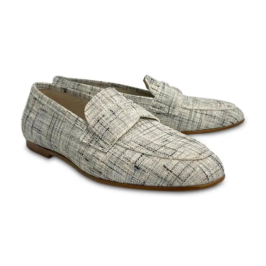 Hoo silver plaid shimmer penny loafer - girls