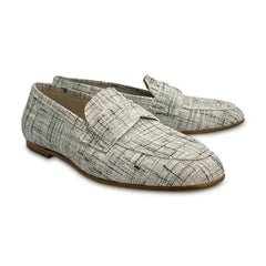Hoo silver plaid shimmer penny loafer - girls