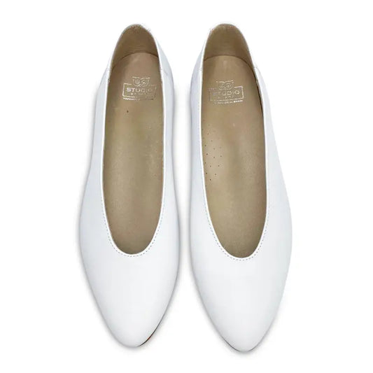 Hoo white leather pointed slip on 2434 - girls