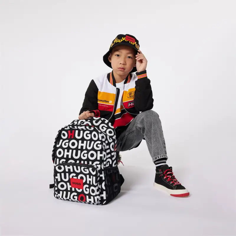 Hugo black candy cane lace hi top sneaker g00099 - boys
