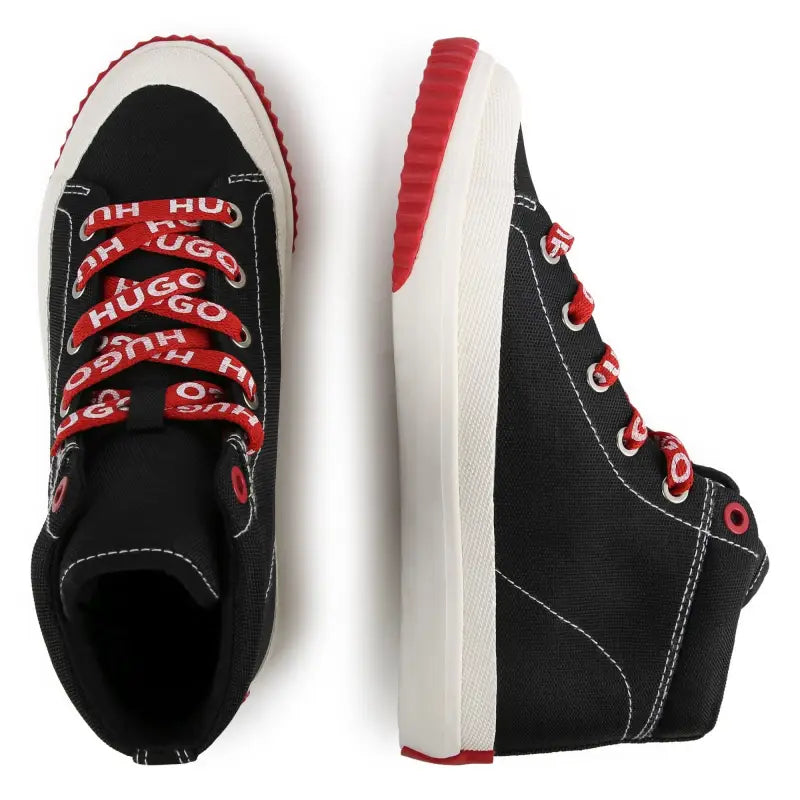 Hugo black candy cane lace hi top sneaker g00099 - boys