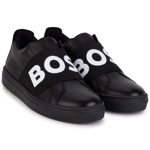 Hugo Boss Black Logo Slip On Sneaker Boys Black Shoes  display picture 1
