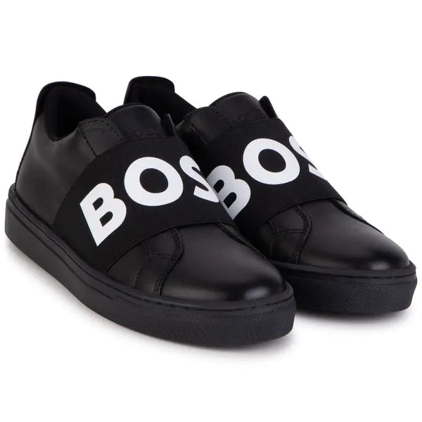 スニーカー HUGO Men Sneakers Black 50536201 010 HUGO - Faux-leather lace-up trainers with logo details - Black