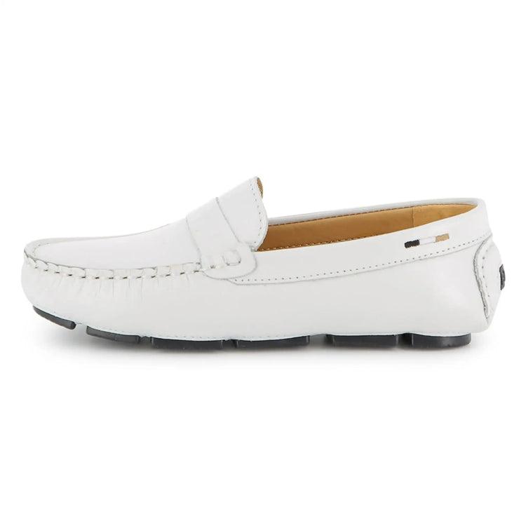Hugo boss stone white loafer side