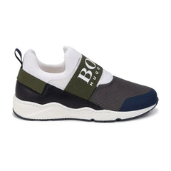 Hugo boss khaki mesh logo sneaker j29t93 - boys
