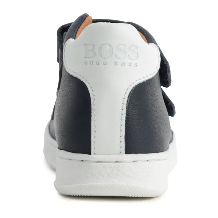 Hugo Boss Navy Blue High Top Velcro Trainers  - Boys