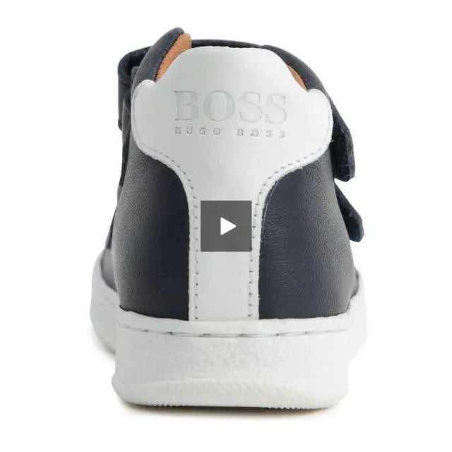 Hugo Boss Navy Blue High Top Velcro Trainers - Boys