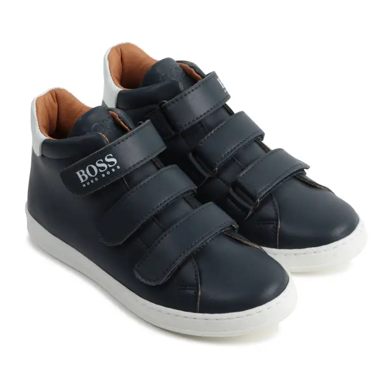 Hugo Boss Navy Blue High Top Velcro Trainers- Boys