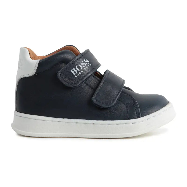 Hugo Boss Navy Blue High Top Velcro Trainers - Boys