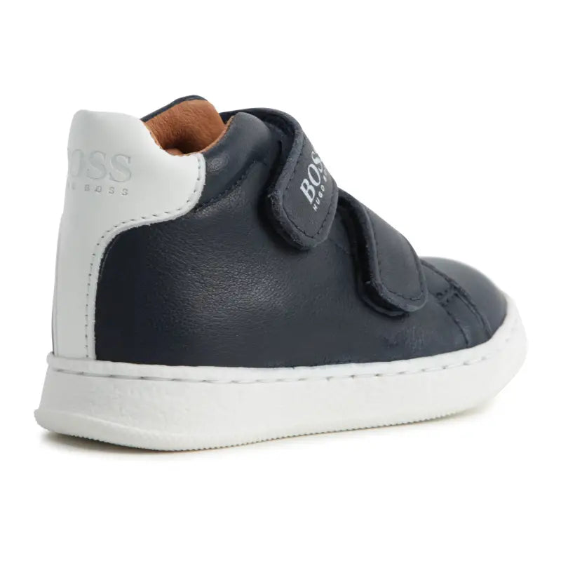 Hugo Boss Navy Blue High Top Velcro Trainers  - Boys