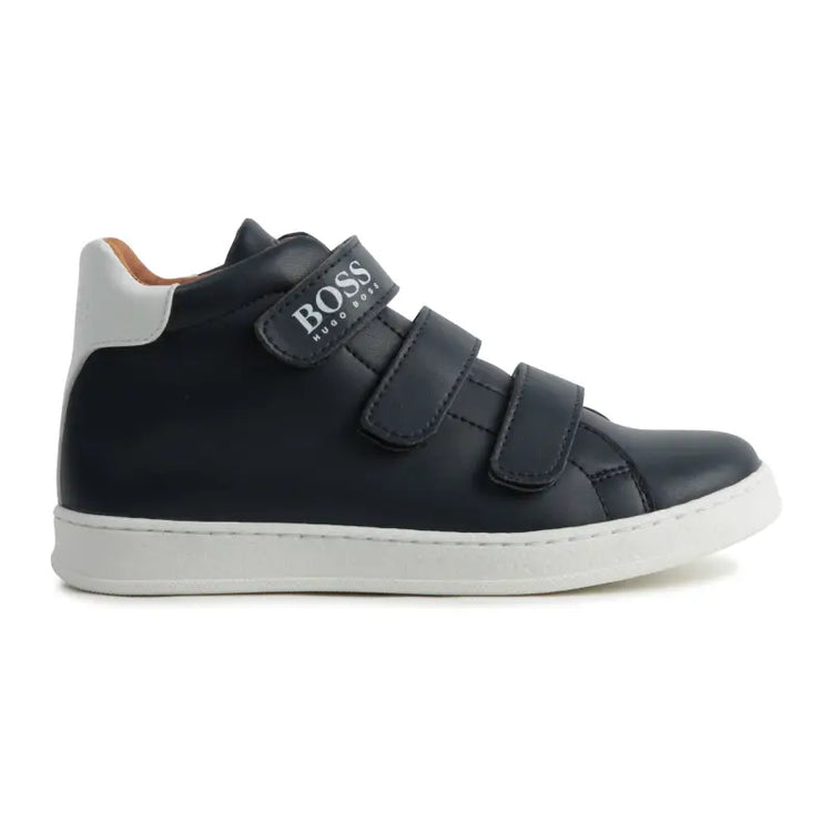 Hugo Boss Navy Blue High Top Velcro Trainers - Boys