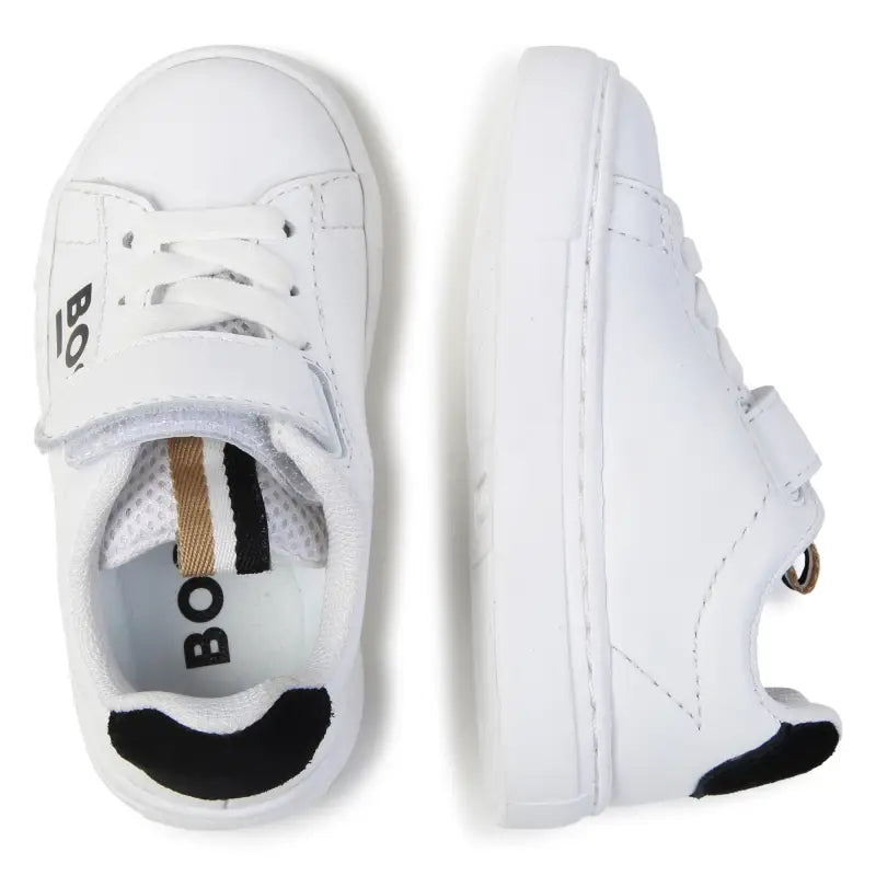 Hugo Boss White Black Velcro Sneaker J51341 - BOYS