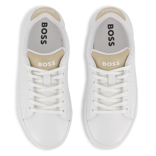 Hugo boss white gold lace sneaker j52803 fast shipping