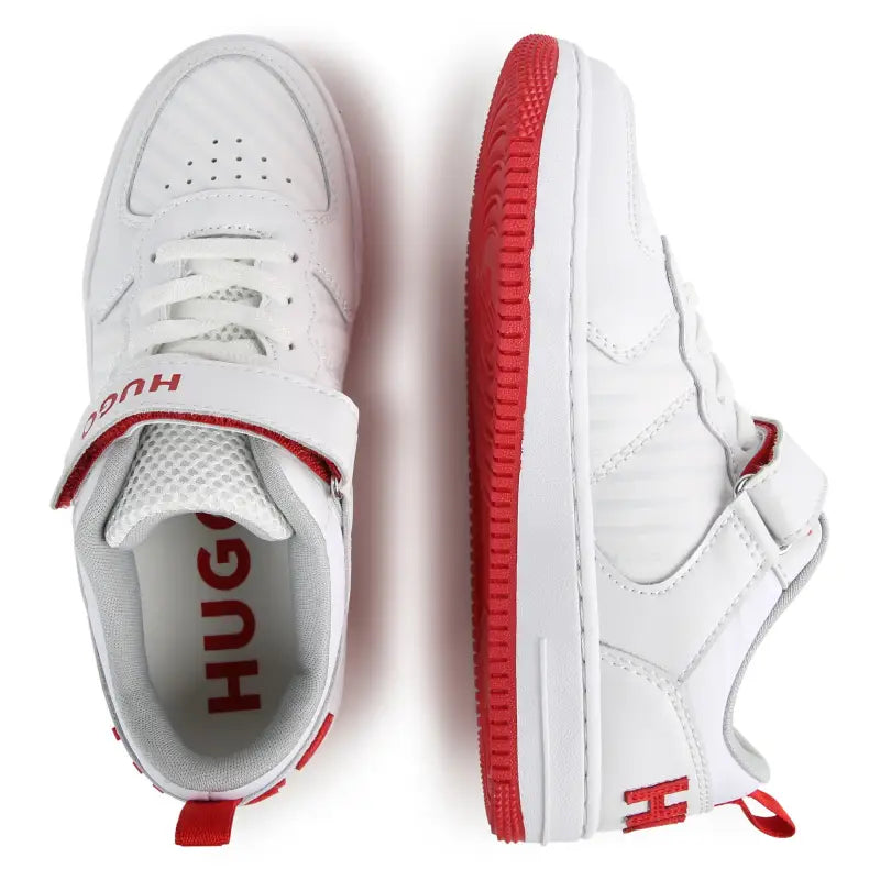 Hugo white red velcro sneaker g00097 - girls