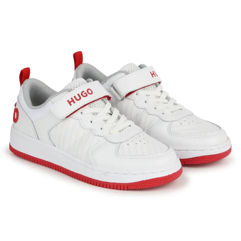 Hugo white red velcro sneaker g00097 - girls