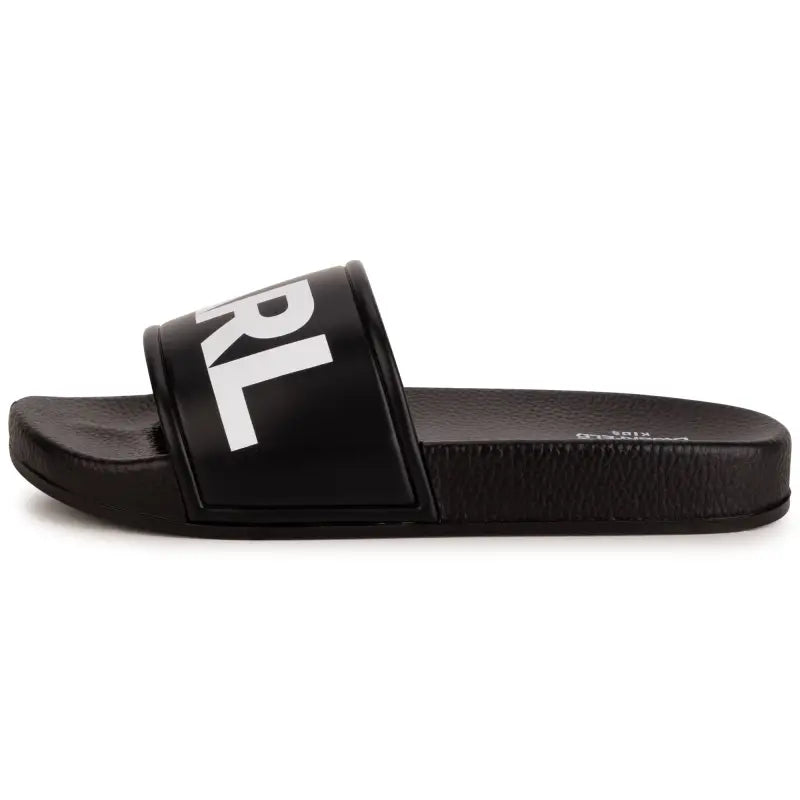KARL LAGERFELD サロットIIカルクロスストラッフスリッハ Karl Lagerfeld Black White Logo Slides Z29042 Girls | Laced