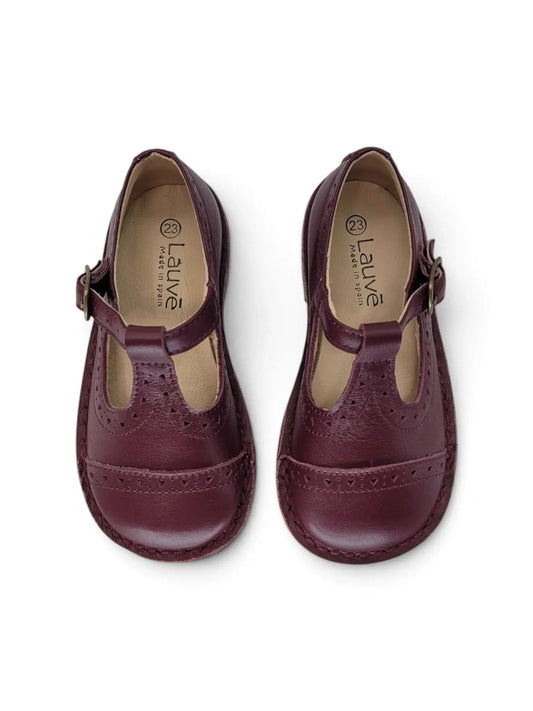 Lauve alisson burgundy t-strap first walker | kids shoes fast shipping