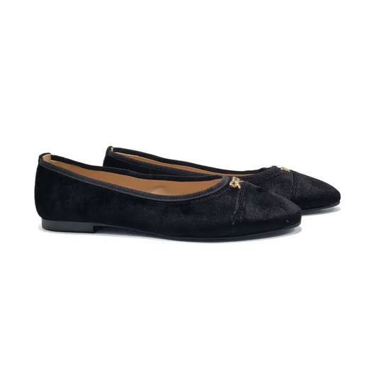 Lauve bella black velvet gold bow ballet flat - ballerina