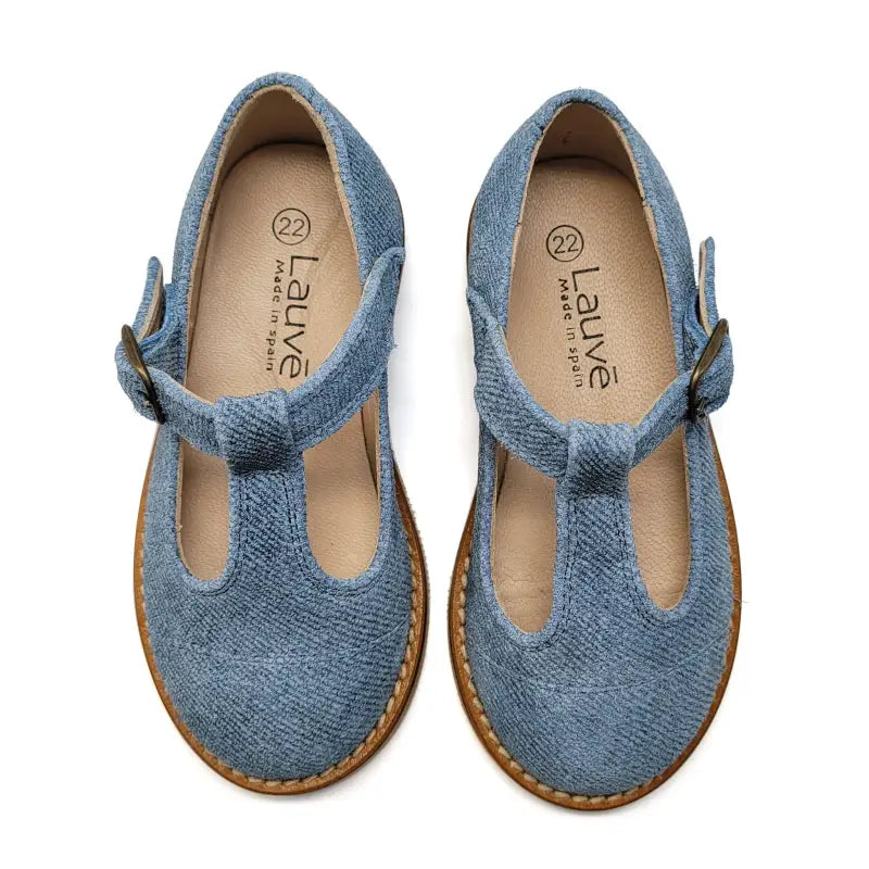 Lauve Denim Leather T-strap 2244
