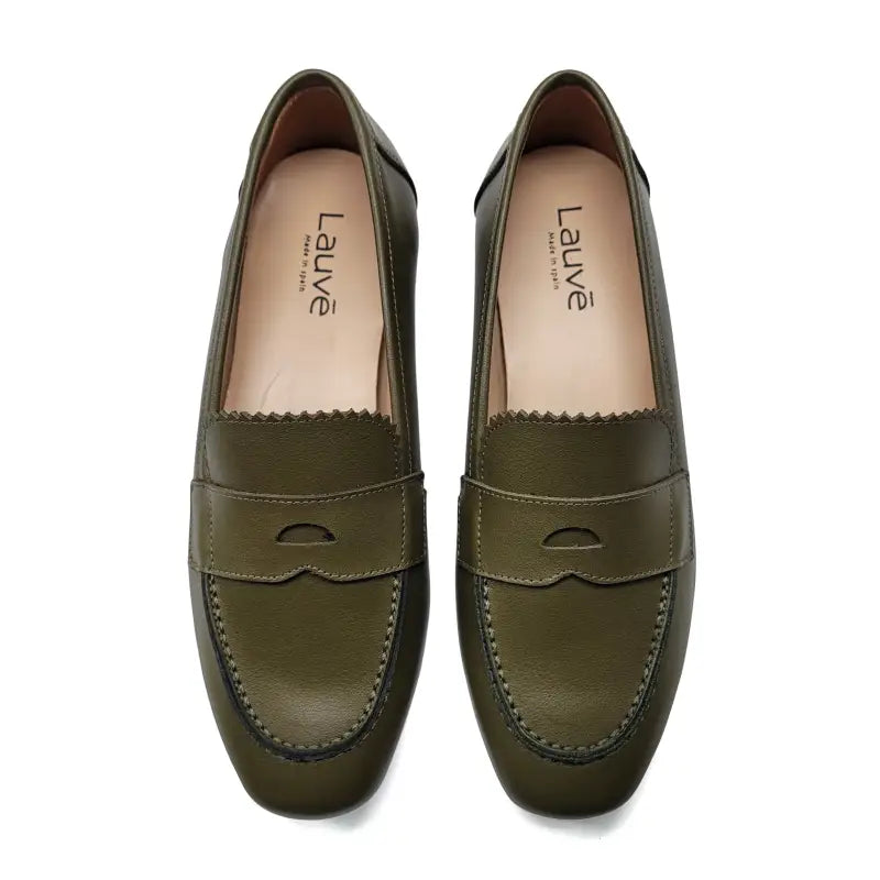 Lauve khaki scalloped penny loafer 2196 - penny loafer