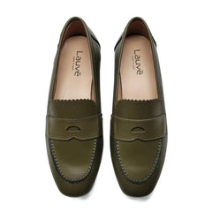 Lauve khaki scalloped penny loafer 2196 - penny loafer