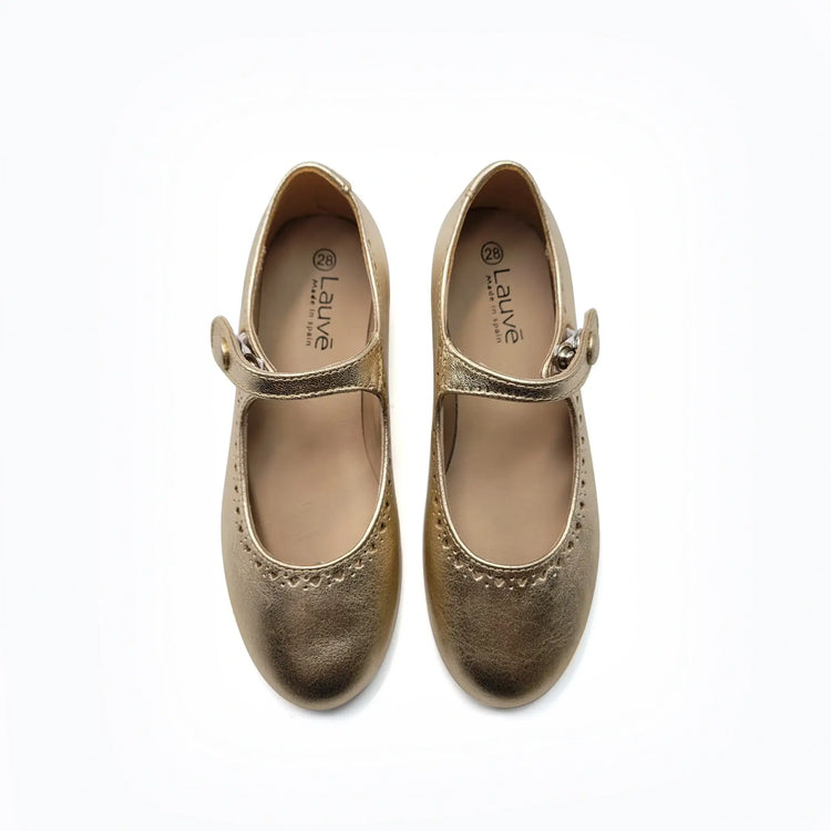 Lauve lissa gold heart mary jane leather shoes fast shipping