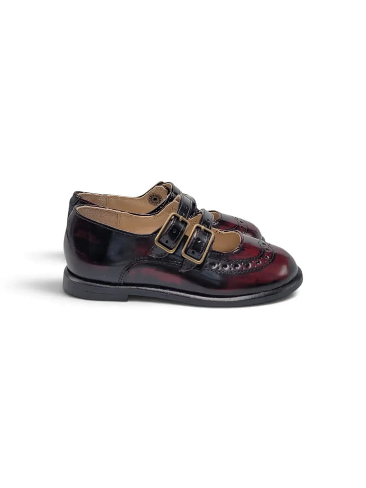 Lauve nelly vintage burgundy double strap mary jane | kids fast shipping
