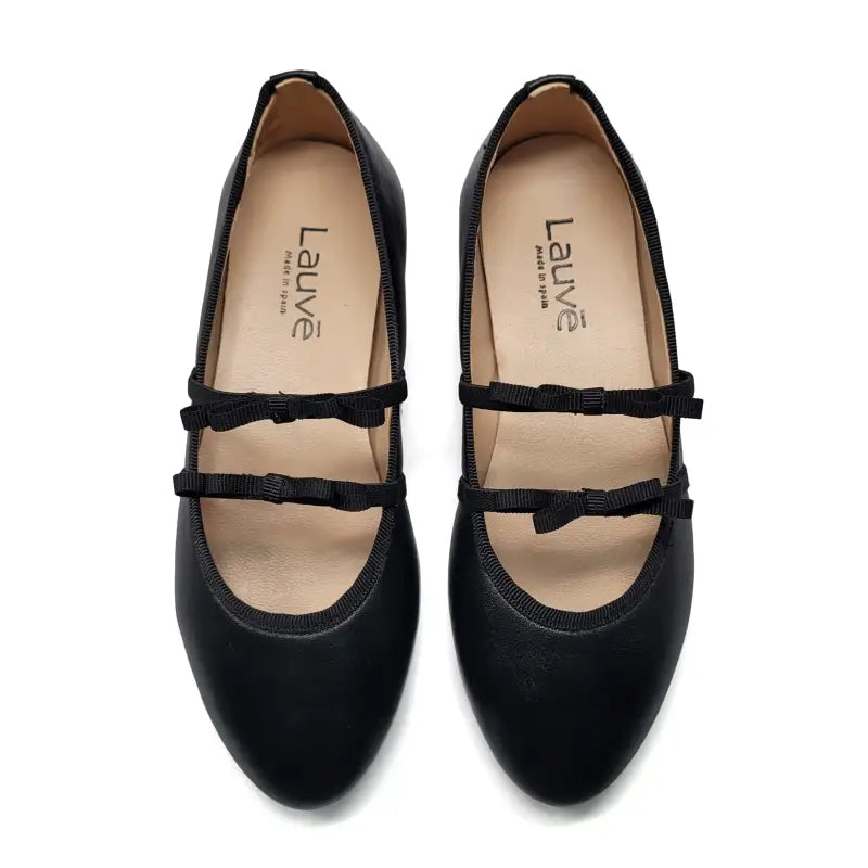 Lauve ruby black leather bow ballerina - slip on dress